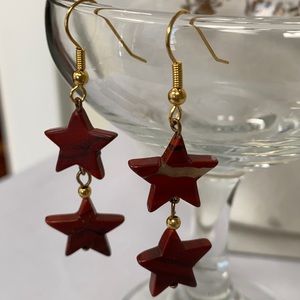 Adorable double drop star dangling earrings